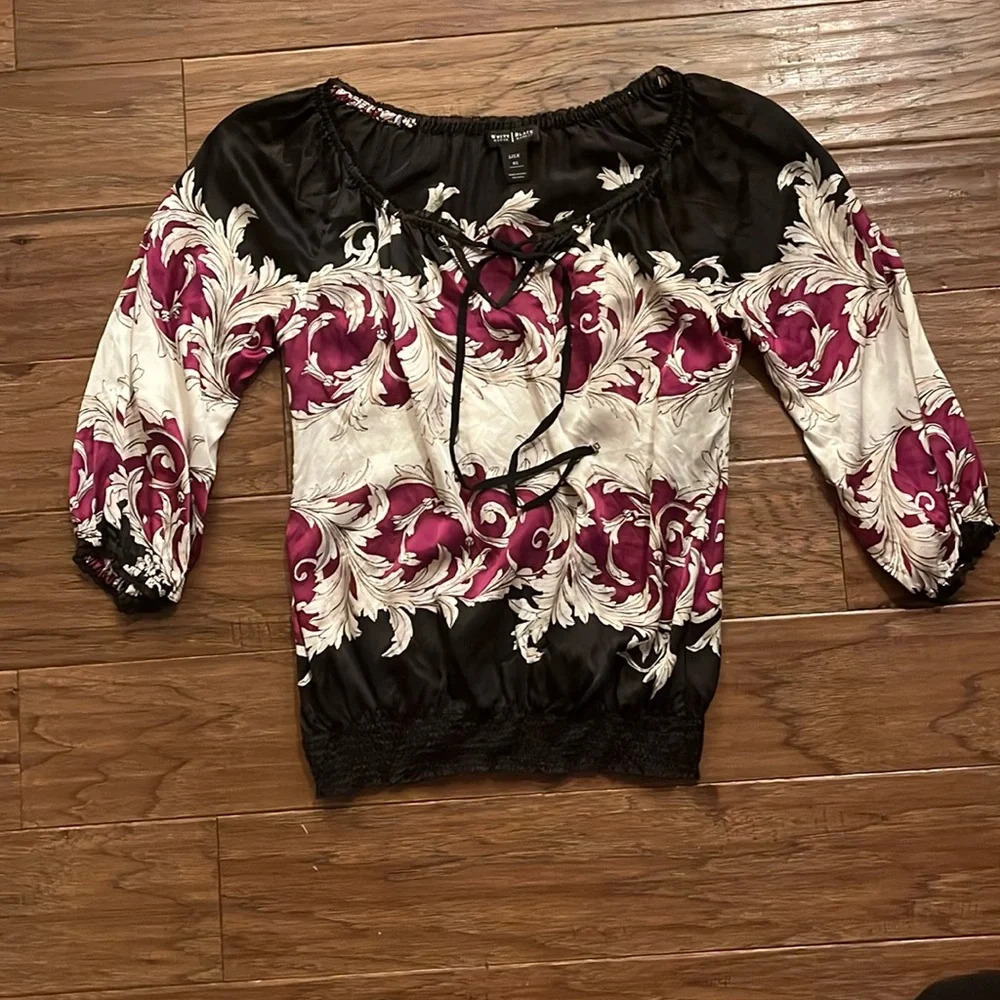 White House Black Market Silk Blouse Size XS